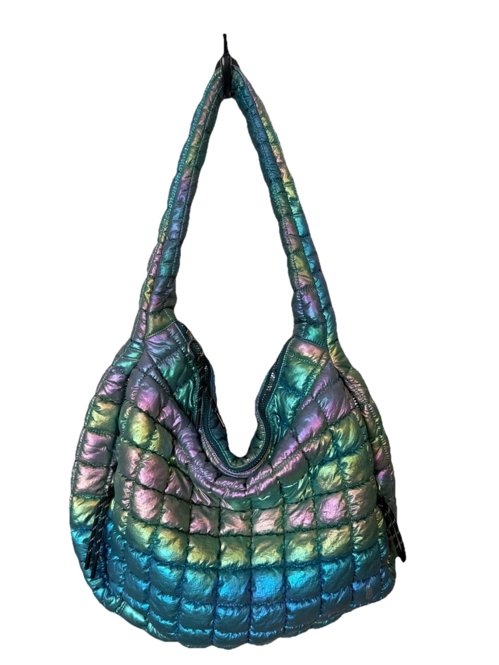 Free People Limited Edition
Iridescent Quilted Puffer Carryall Bag Nebula EUC